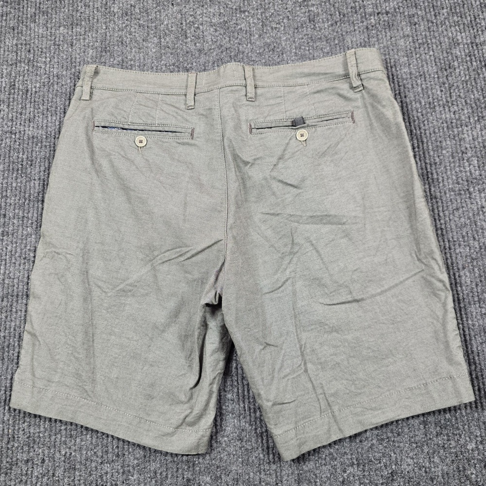 Ted Baker Shorts Mens 36 Gray Olive Stretch Chino Flat Front Casual 9" Inseam - Picture 2 of 12